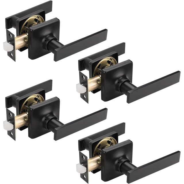 Satin Nickel Passage Door Handles Interior Brushed Nickel Door Handles Indoor Keyless Non-Locking Lever Set for Hallway or Closet Doors Reversible for Right/Left Handed Door