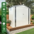 thumbnail image 6 of 6' x 4' Storage Shed, Galvanized Metal Outdoor Shed with Lockable Door, Light Gray Outdoor Storage House for Garden & Backyard, White, 6 of 8