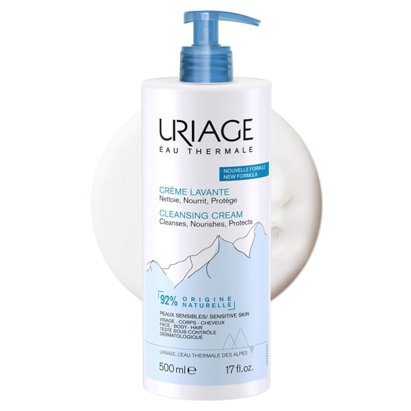 Limpiador corporal hidratante diario URIAGE con manteca de karité | Gel de baño 2 en 1: limpia y nutre el rostro, el cuerpo y el cabello, sin parabenos ni jabón, pH fisiológico, 500 ml/17 fl. oz