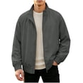 thumbnail image 2 of Solid Color Raglan Sleeves With Elastic Closure Men's Versatile Stand Up Collar Jacket For Daily Use Dark Gray L, 2 of 7