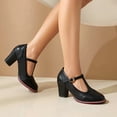thumbnail image 6 of Miluxas Women's T-Strap Mary Jane Pumps Round Closed Toe Comfortable Low Chunky Block Heel Wedding Dress Evening Party Shoes Black 9.5(43), 6 of 7