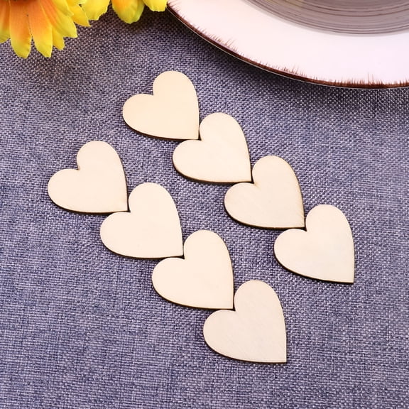 LAMIRO Wooden Wood Hearts Slices Crafts Blank Heart Small Discs Log Diy Unfinished Hole Chips Wedding Guest Book Mini