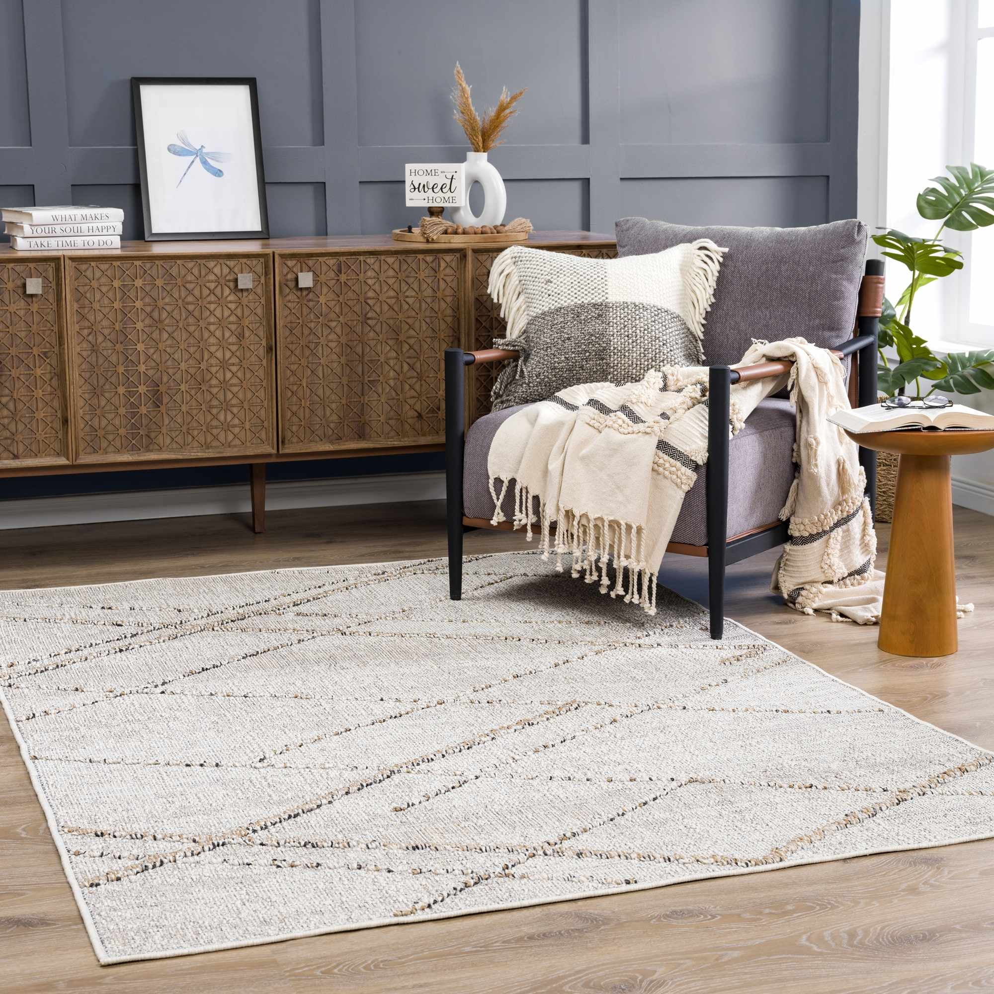 Hauteloom Siesta Outdoor Rug - Outside Porch Patio Area Rug Carpet - Waterproof Rug - Farmhouse - Beige, Brown, Tan - 5' x 7'