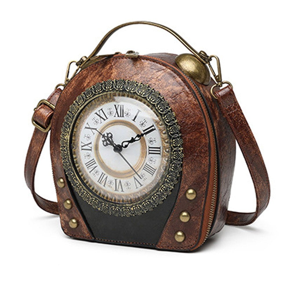 Jiibva Small Crossbody Purse and Handbags for Women Cute Shoulder Bag Unique Steampunk Metal Clock Costume