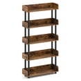 thumbnail image 2 of 5-Tier Anti-Tipping Open Bookcase with Elevated Legs,  Rustic Brown Display Rack for Home Office, 2 of 9