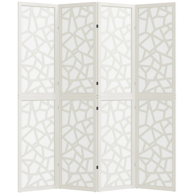 HOMCOM 4 Panel Room Divider, 5.6 FT Lightweight Privacy Screen, White