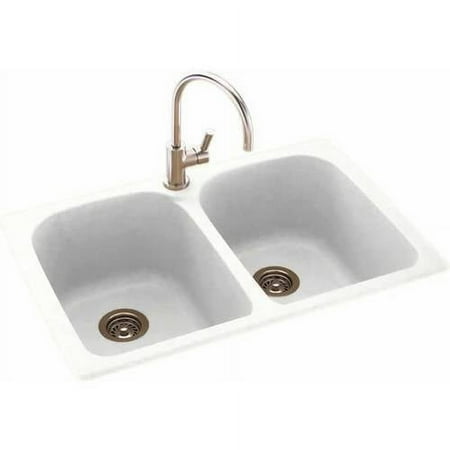 Swan KSLB-3322-010 33" x 22" Swanstone Double-Basin Dual Mount Kitchen Sink, Available in Various Colors