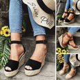thumbnail image 4 of Womens Espadrilles Wedges Sandals Heels Open Toe Platform Buckle Ankle Strap Summer Dress Shoes, 4 of 9