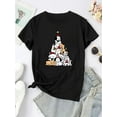 thumbnail image 2 of Women's Festive Puppy Christmas Tree Graphic T-Shirt - Casual Round Neck Short Sleeve, Comfortable Polyester Blend, Holiday-Themed Summer Top, Dog Christmas Clothes, 2 of 6