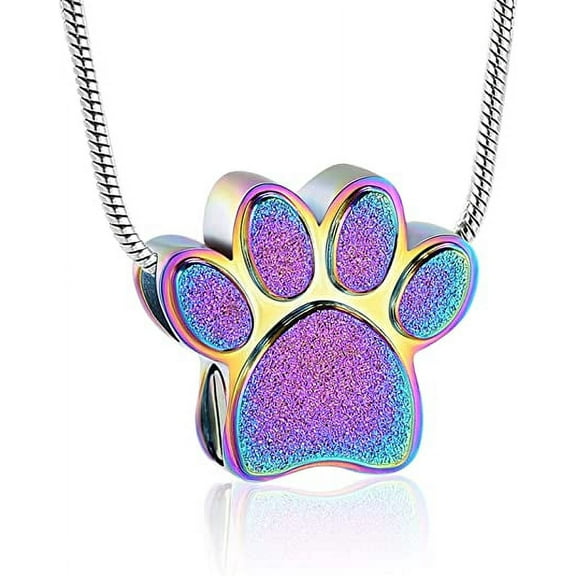 Pet Cremation Jewelry for Ashes Urn Necklace Paw Print Pet Keepsake Jewelry for Pet/Dog's/Cat's Ashes Pendant Memorial Gifts