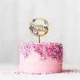 thumbnail image 2 of Gold Cake Topper Acrylic Happy Birthday Flower Dessert Toppers, 2 of 6