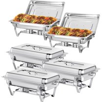 EVGTTI 5 Pack 8QT Chafing Dish Buffet Set, High Grade Stainless Steel Chafing Dish with Foldable Frame for Parties, Events