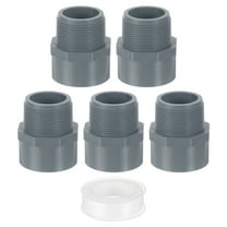 Male Adapter Pipe Fitting, 5Pcs 50mm(2") 2-Way Pipe Connectors with Sealant Tape (Socket x Male Pipe Thread), Hose Adapter Coupling for Plumbing Water Line (Grey)