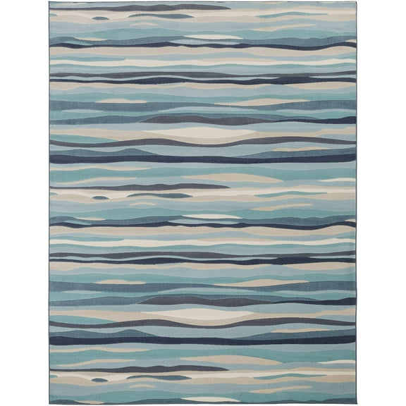 BoutiqueRugs Basco Contemporary Area Rug - Aqua, Peach, Taupe - 5'3" x 7'3"
