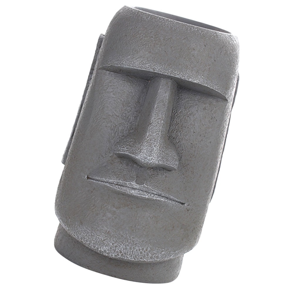 OUNONA Face Heads Easter Island Statue Flower Pot Office 25.5x19.5cm Dark Grey