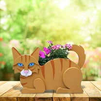 kayannuo Cat Shape Brown Plant Planter with Drainage Holes