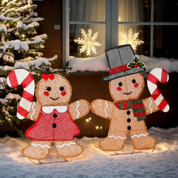 Ktaxon Gingerbread Man Christmas Lighted Outdoor Decoration for Holiday Lawn Garden Party