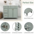 thumbnail image 3 of 36-inch Bathroom Vanity with Resin Sink, Modern Freestanding Single Bathroom Cabinet Sink with 2 Drawers, Adjustable Storage Shelf and 2 Soft-close Doors, Green, 3 of 7
