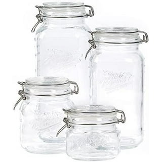 Mason Craft & More Airtight Kitchen Food Storage Clear Glass Pop Up Lid  Canister, 3 Piece Glass Graduated Belly Shaped Canister Set (2L, 2.8L,  4.3L) 
