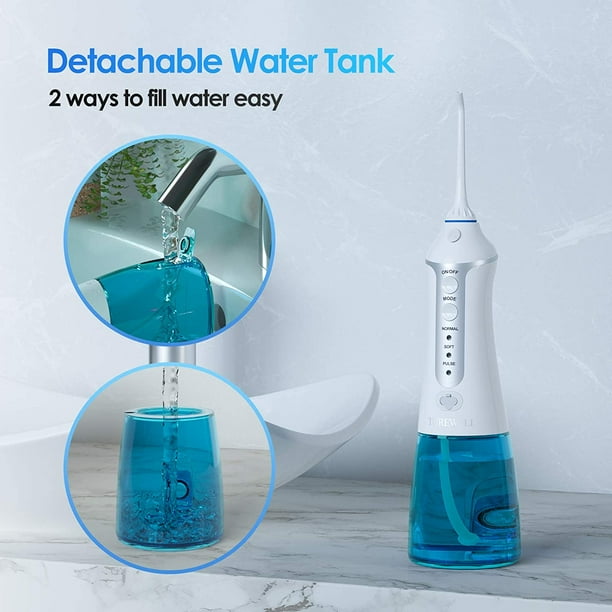 TUREWELL 300ml Portable Water Dental Pick, 3 Modes Oral Irrigator
