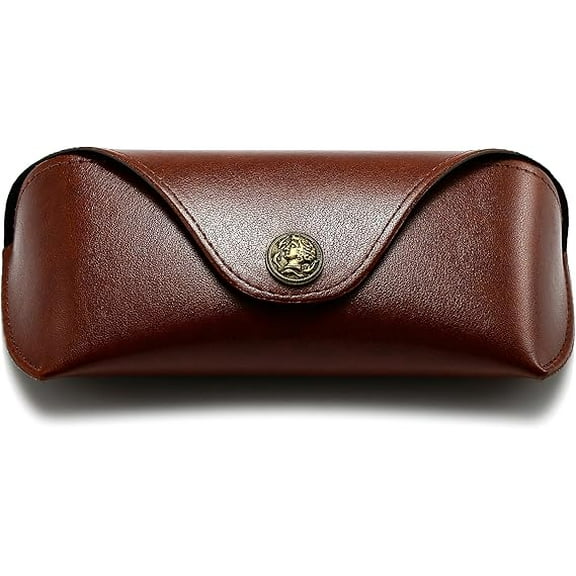 1pcs Sunglass Case for Men Women, Portable Leather Eyeglasses Case Hard Shell, eyeglass case with snap closure