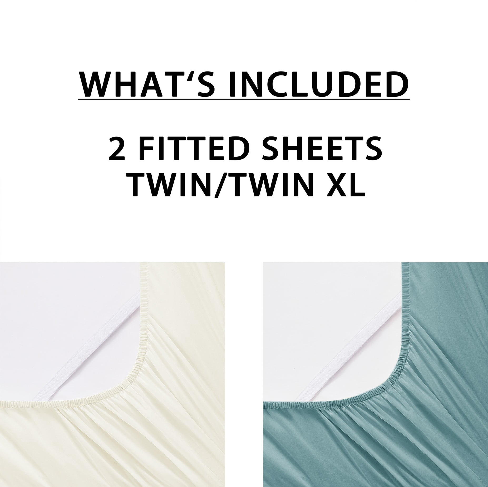 Mainstays Super Soft Microfiber 2-Pack Fitted Sheets, Twin-XL, Soft Ivory/Blue Cameo