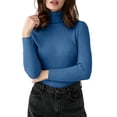 thumbnail image 2 of Vivianyo HD Women's Fitted Turtleneck Rib Knit Pullover Sweater, Fall Winter Slim Stretch Long Sleeve Top for Women Office Layering Daily Wear, Free Size, 2 of 7
