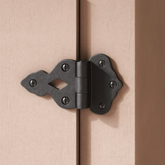 Renovators Supply Cabinet Hinges 2" Black Wrought Iron Hoosier 3/8" Offset Kitchen Cabinet Hinges w/Hardware