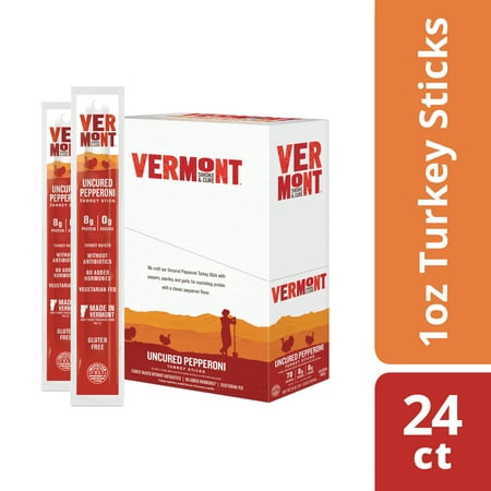Vermont Smoke & Cure Meat Sticks, Turkey, Antibiotic Free, Gluten Free, Uncured Pepperoni, 1oz Stick, 24