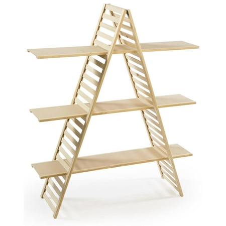 - Wood A-Frame Shelf, 3 Tiers, Adjustable Shelves, 48