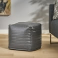 thumbnail image 2 of GDF Studio Conrail Contemporary Faux Leather Channel Stitch Pouf, Gray Cube, 2 of 8