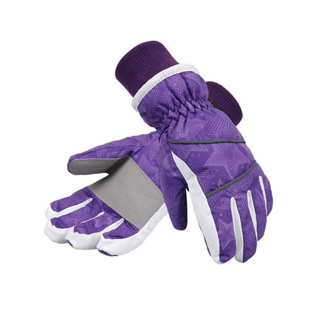 SimpliKids Girl's Waterproof 3M Thinsulate Winter Ski & Snowboard Gloves, M,Purple
