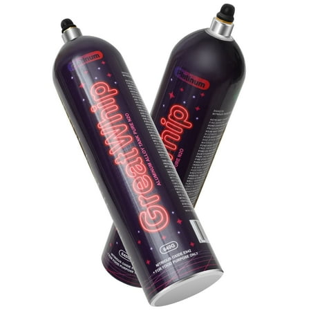 

GreatWhip 640g Whipped Cream Cylinders Chargers Aluminum Alloy N2O Nitrous Tank Nitrous Oxide Cartridges Compatible with Cream Whippers (2 Cylinders)