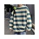 thumbnail image 3 of Sudadera a Rayas con Cuello Redondo para Hombres Primavera Otoño Tops de Manga Larga a Rayas Informales para Hombres de Moda para Viajes Diarios Trabajo Verde XL, 3 of 8