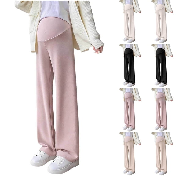 ShaoRunShi Maternity Pants Comfortable Stretch Over-Bump Pregnancy Pants Hight Waisted Wide Leg Pants