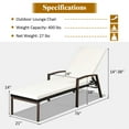 thumbnail image 2 of Costway 2PCS Patio Rattan Lounge Chair Chaise Recliner Back Adjustable Cushioned Garden, 2 of 10