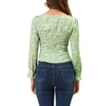 thumbnail image 4 of INSPIRE CHIC Women's Casual Ditsy Floral Ruffle Long Sleeve Peplum Top Green M, 4 of 6