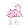 thumbnail image 3 of Unicorn Cat Duvet Cover Set, Pink Cat a Horn and Funny Expression Lying Caticorn Cartoon Mascot, Decorative 3 Piece Bedding Set with 2 Pillow Shams, Queen Size, Pink Lilac White, by Ambesonne, 3 of 3