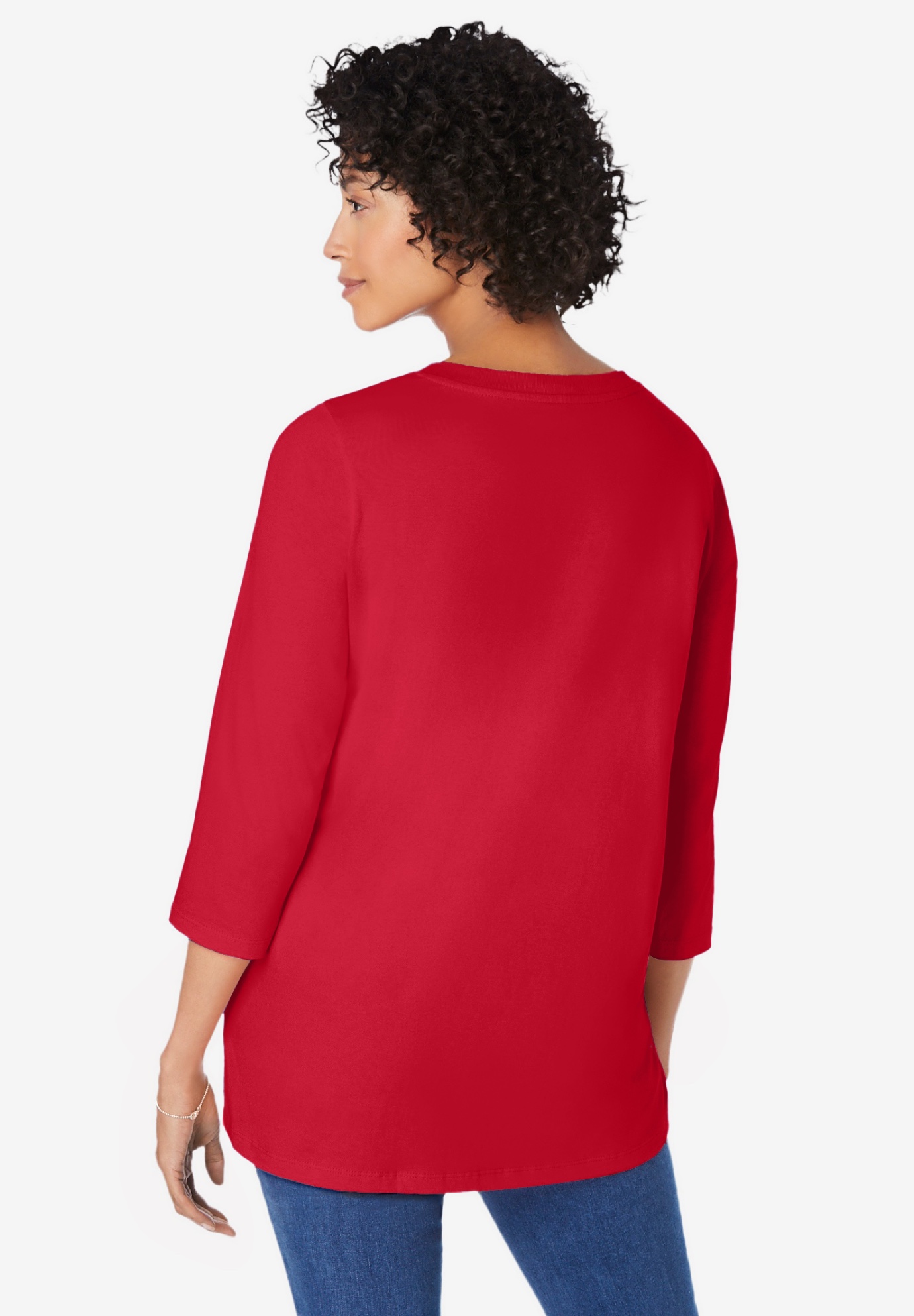 Plus Size Perfect Three-Quarter Sleeve V-Neck Tunic - image 2