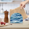 thumbnail image 2 of Yayeee Napkin Holder for Table Set of 2 Kitchen Paper Tissue Organization, Blue Watercolor Ocean Waves, 2 of 8