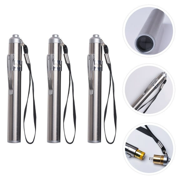 Mobutofu Cylindrical Stainless Steel Mini Flashlight 3Pcs Portable