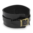 thumbnail image 2 of NOVICA Men's leather wristband bracelet, 'Wider Lanna Warrior in Black', 2 of 6
