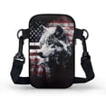 thumbnail image 2 of HELLHERO Wolf American Flag Pattern Shoulder Bag Lightweight Polyester Women 4.33x1.97x7.09 for Daily Use, 2 of 7