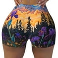thumbnail image 2 of Balery Cosmic Irises At Twilight Pantalones cortos de entrenamiento estampados para mujer, sin costuras, ajustados, para gimnasio, yoga, correr, deportes, ejercicio activo, fitness.-X-Large, 2 of 8