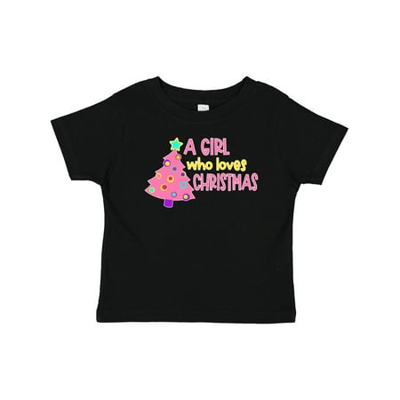 

Inktastic A Girl Who Loves Christmas- Colorful Tree Gift Baby Girl T-Shirt