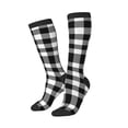 thumbnail image 2 of Fotbe White And Black Plaid print Women's Men's Novelty Crew Socks Cotton Socks Knee High Socks for Walking,Running,Nurses,Pregnancy, 2 of 9