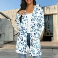 thumbnail image 2 of Idoravan Cardigans for Women Trendy Spring Women's Jacket Daily Holiday Workout Crop Cardigan Open Frant Coat Casual Long Sleeve Floral Print Top Light Blue S, 2 of 7