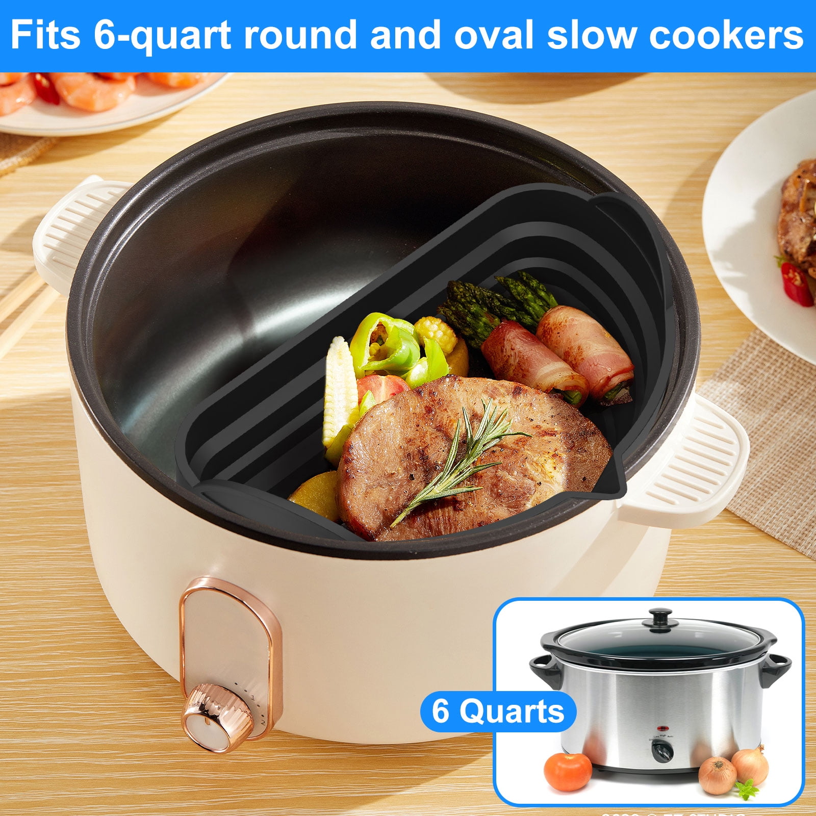 1 Silicone Slow Cooker Divider Liners For 6qt 7qt 8qt Oval - Temu