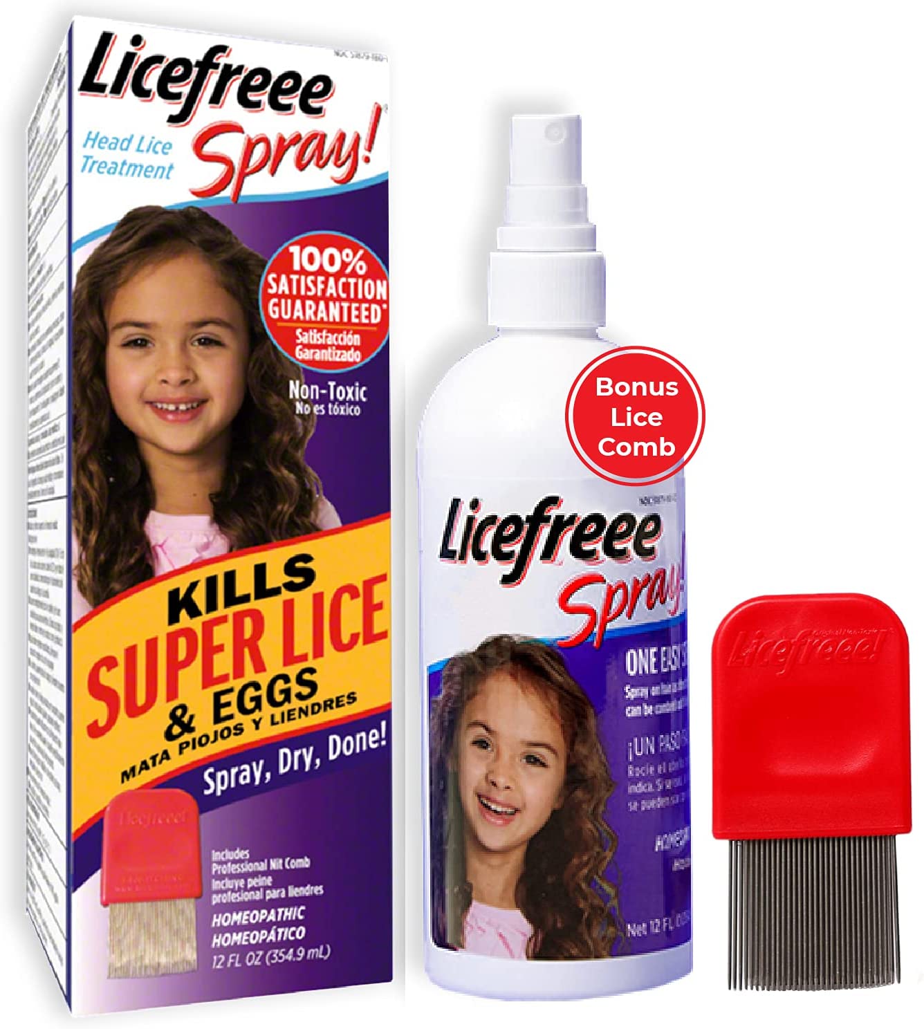 Licefreee Spray Family Size Lice Treatment for Kids & Adults, Easy Use