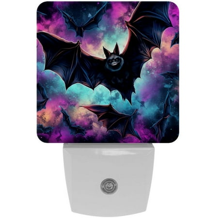 

Bats LED Square Night Light - Energy Efficient Plug-in Nightlight with Auto Sensor for Bedroom Bathroom and Hallway - Soft Glow Illumination - White Pack of 2